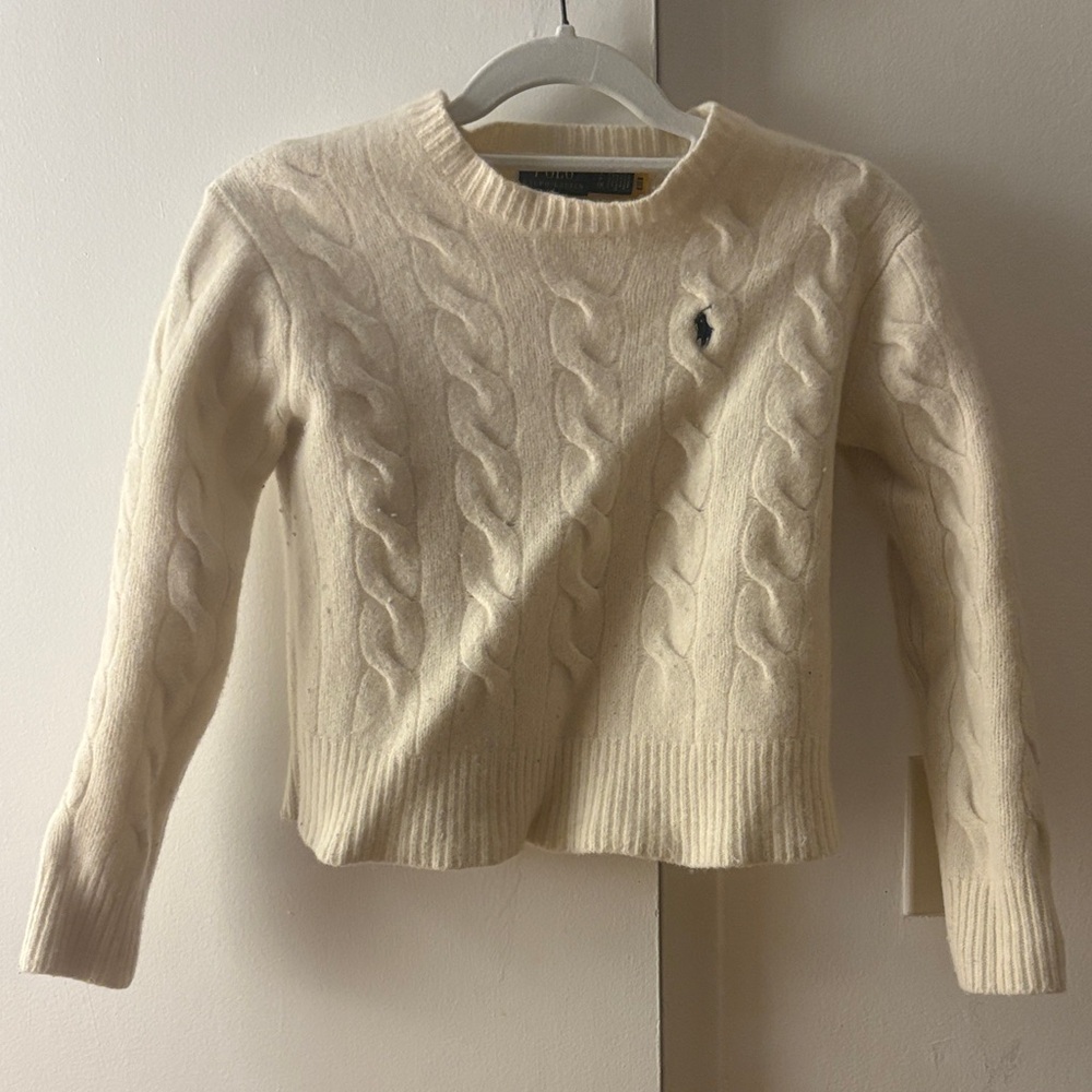 Ralph Lauren Ivory Wool/Cashmere Blend Cable Knit Sweater